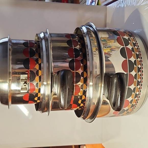 Vintage fissler cooking steam venting pot set of 6 vitavit solar dot pattern - Picture 1 of 11